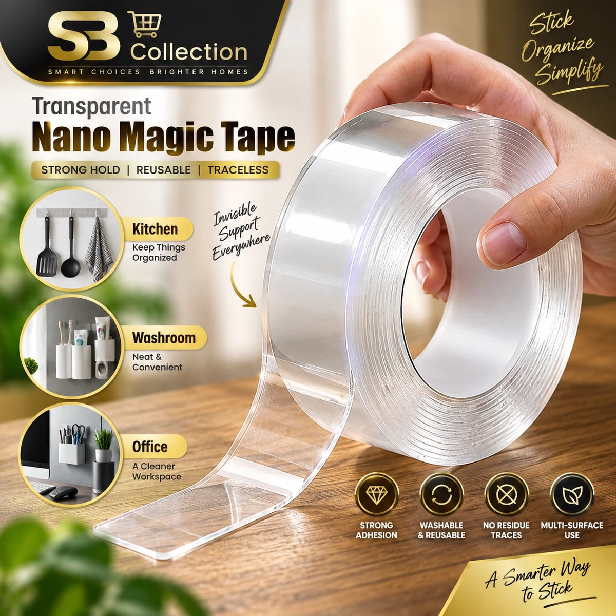 02 DOUBLE NANO TAPE With 02 Hook Stickers -SB Collection