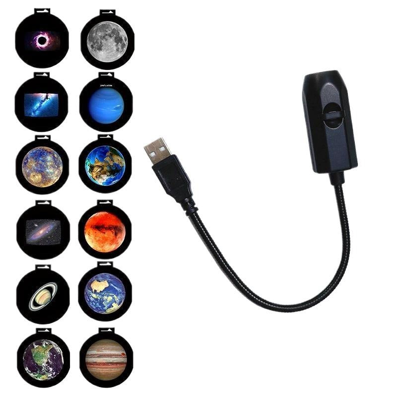 USB Planet Projector Night Light | 6 Lenses, Flexible Neck