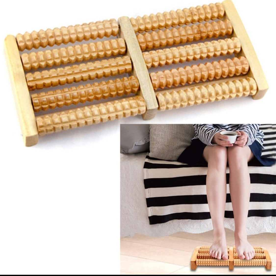 Wooden Foot Roller Massager | 10 Roller Sticks, Compact