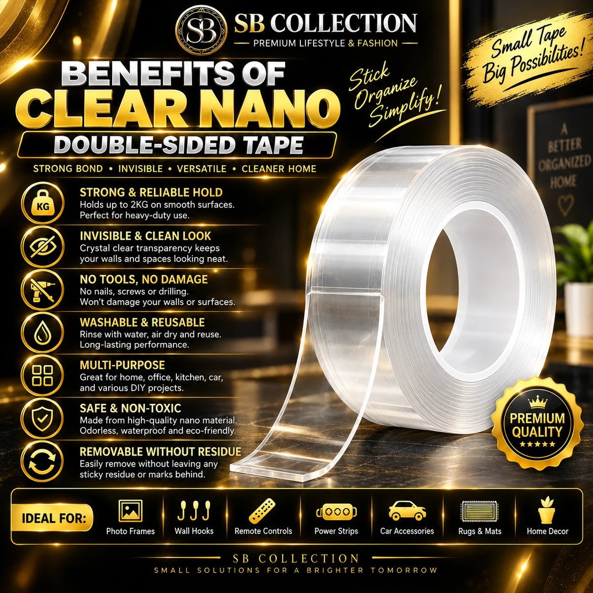 02 DOUBLE NANO TAPE With 02 Hook Stickers -SB Collection